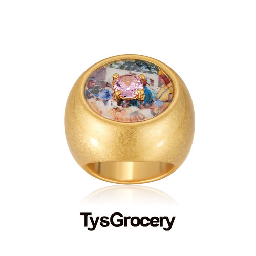TysGrocery男女复古图像半球戒指
