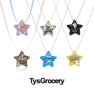 TysGrocery 24 手绘石头画板五角星项链