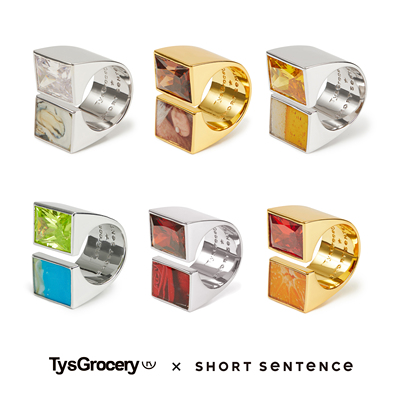 TysGrocery x Short Sentence联名系列 26 生活图像宝石方块戒指