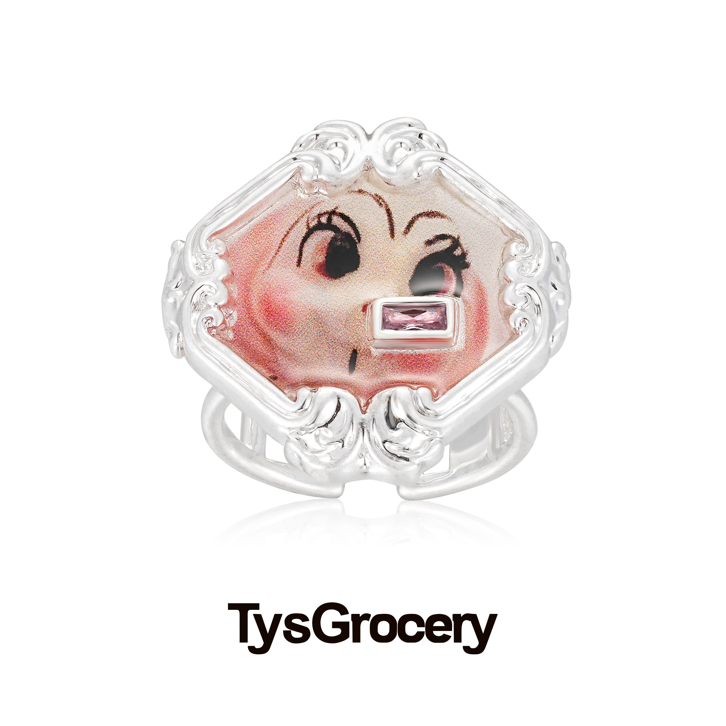 TysGrocery 23 PRAY 回忆影像方窗宝石老照片戒指