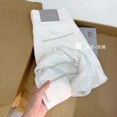 高腰小个子显瘦百搭九分奶奶裤 白色天丝阔腿牛仔裤 大码 薄款 女夏季