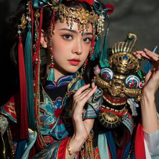 精修傩戏大祭司写真p图修图加特效素材换背景精修写真老照片婚纱
