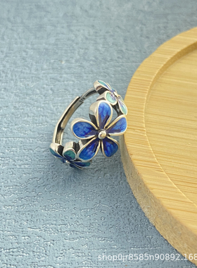 小清新田园风时尚景泰蓝花朵戒指