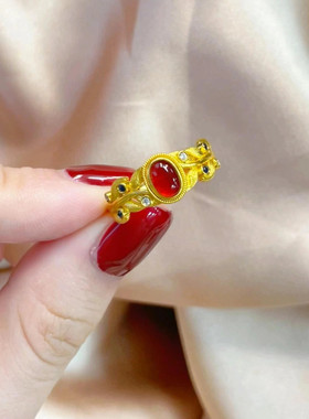 国潮金枝玉叶戒指小众轻奢高级感