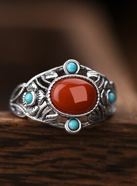 格桑花纹戒指男女镂空小众设计感