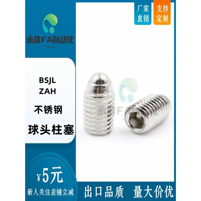 BSJL3/4/5/6/8/10/12/16加长型内六角304不锈钢球头柱塞 ZAH03