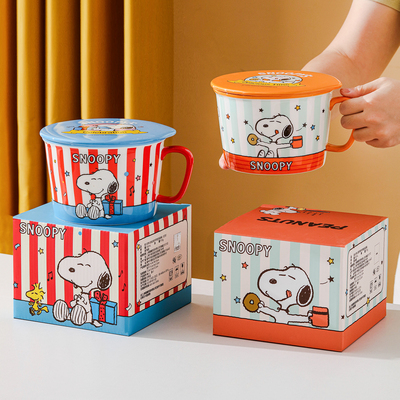 史努比陶瓷泡面碗带盖可爱家用宿舍好看2025新款学生个人专用餐具