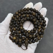 油脂粘手 高品质棋楠料 过手留香 108颗 沉水紫奇楠全软油念珠0.7