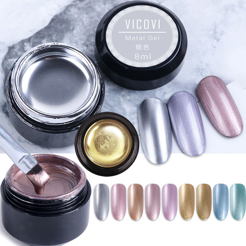 美甲ins网红小红书日系爆款镜面金属银色彩绘拉胶线胶鎏金光疗胶