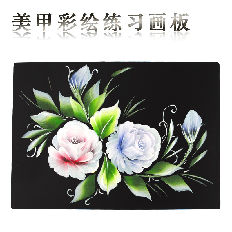 美甲工具套装 彩绘学员美甲画花黑色练习板塑胶练习板可重复使用