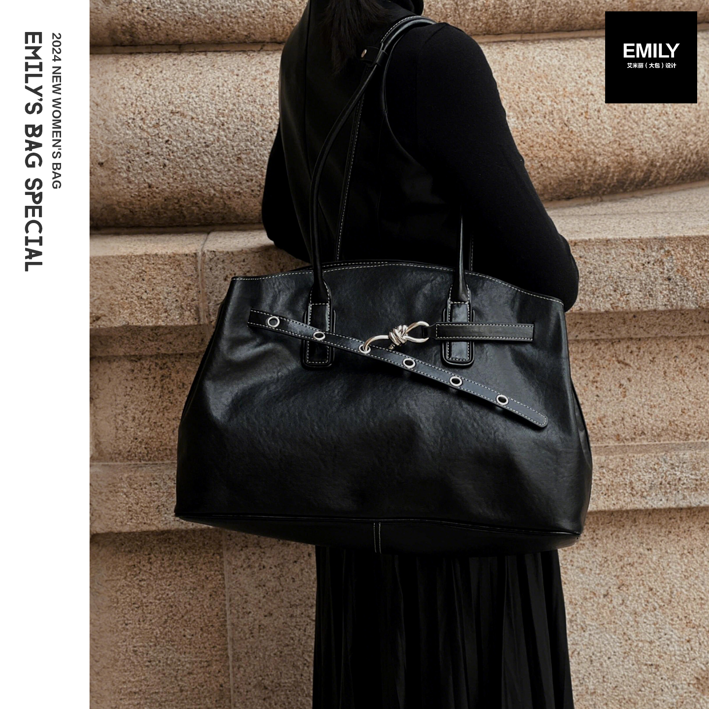 新款真皮单肩通勤复古大托特包女