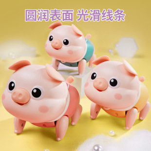 电动牵绳小猪会走路唱歌儿童1一3岁宝宝婴儿爬行引导玩具0到6个月
