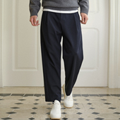 宽松九分简约百搭长裤 藏青色休闲裤 子 男士 收留原创2025春秋季