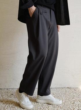 收留原创男士春秋深灰色休闲裤抗皱口袋品质通勤百搭垂顺立裁长裤