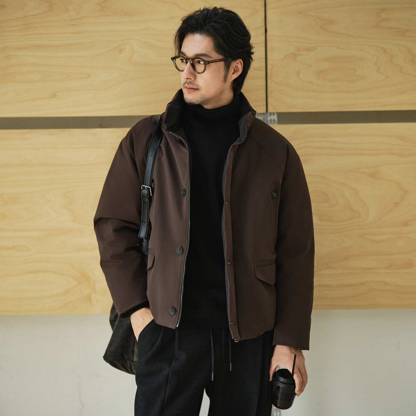 收留原创极简风立领棕色羽绒服男面包服多口袋高级冬季保暖外套,男装,羽绒服,淘宝优惠券,粉丝福利购,淘宝优惠卷