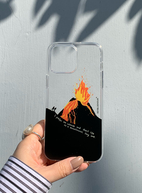 原创火山挚恋 创意手绘电影小众透明硅胶手机壳软壳 适用于iPhone15pro