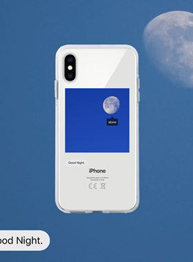 原创孤独月亮 创意蓝色透明简约手机壳 适用于iPhone15promax