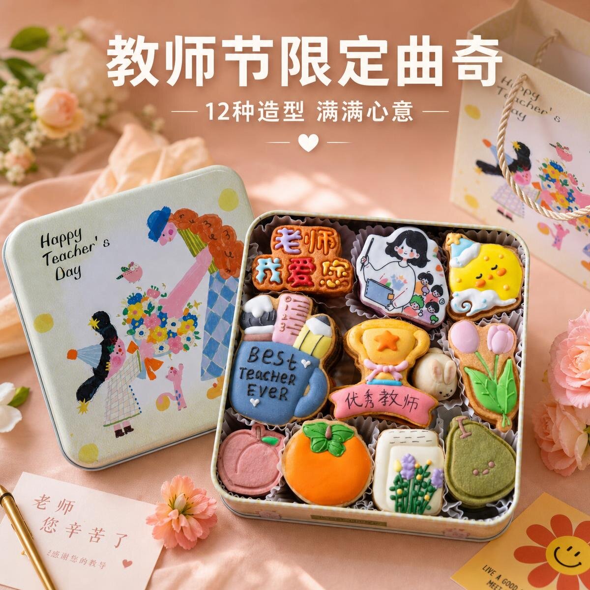 教师节曲奇饼干礼盒星星人送儿童女朋友闺蜜下午茶零食伴手礼物