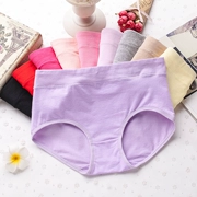 5 đồ lót phụ nữ cotton eo không có dấu vết rắn màu vải cotton cao eo quần short đầu tre sợi than - Giống cái