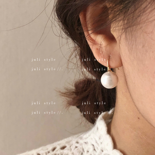 珍珠耳环女气质高级感圆形耳钉轻奢耳饰 法式 橘里 防过敏耳勾