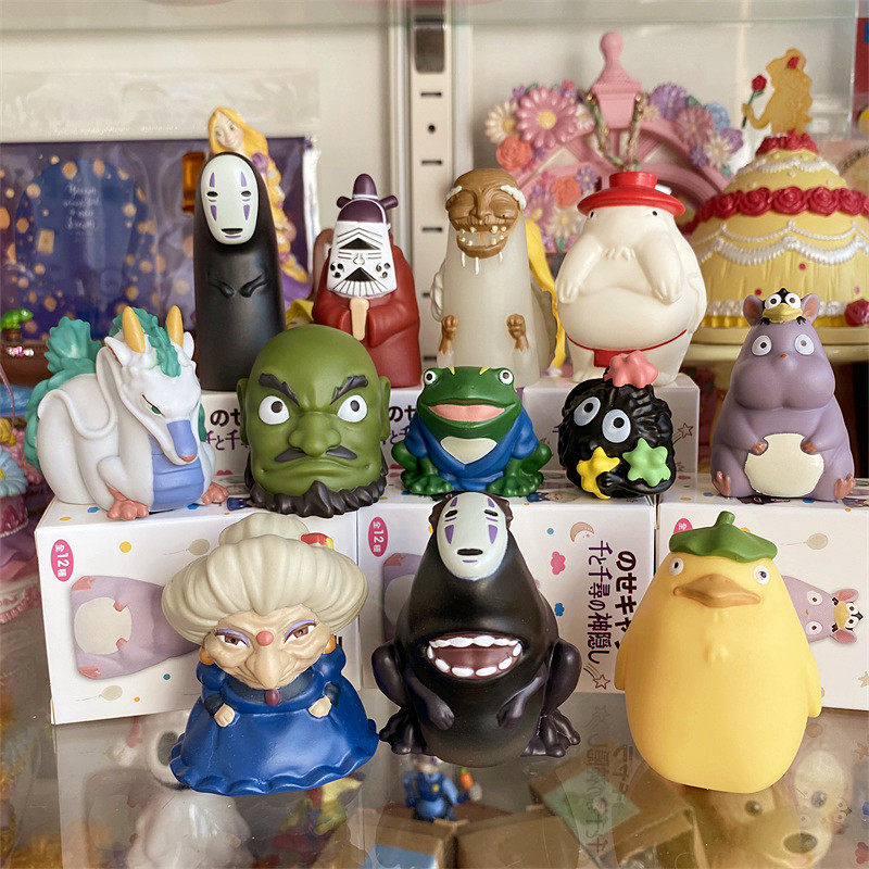 宫崎骏 动漫龙猫 千与千寻手指玩偶 龙猫巴士模型玩具摆件 彩盒装