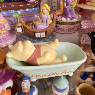 桌面加湿器 维尼小熊躺浴缸陶瓷摆件 原d 敲可爱