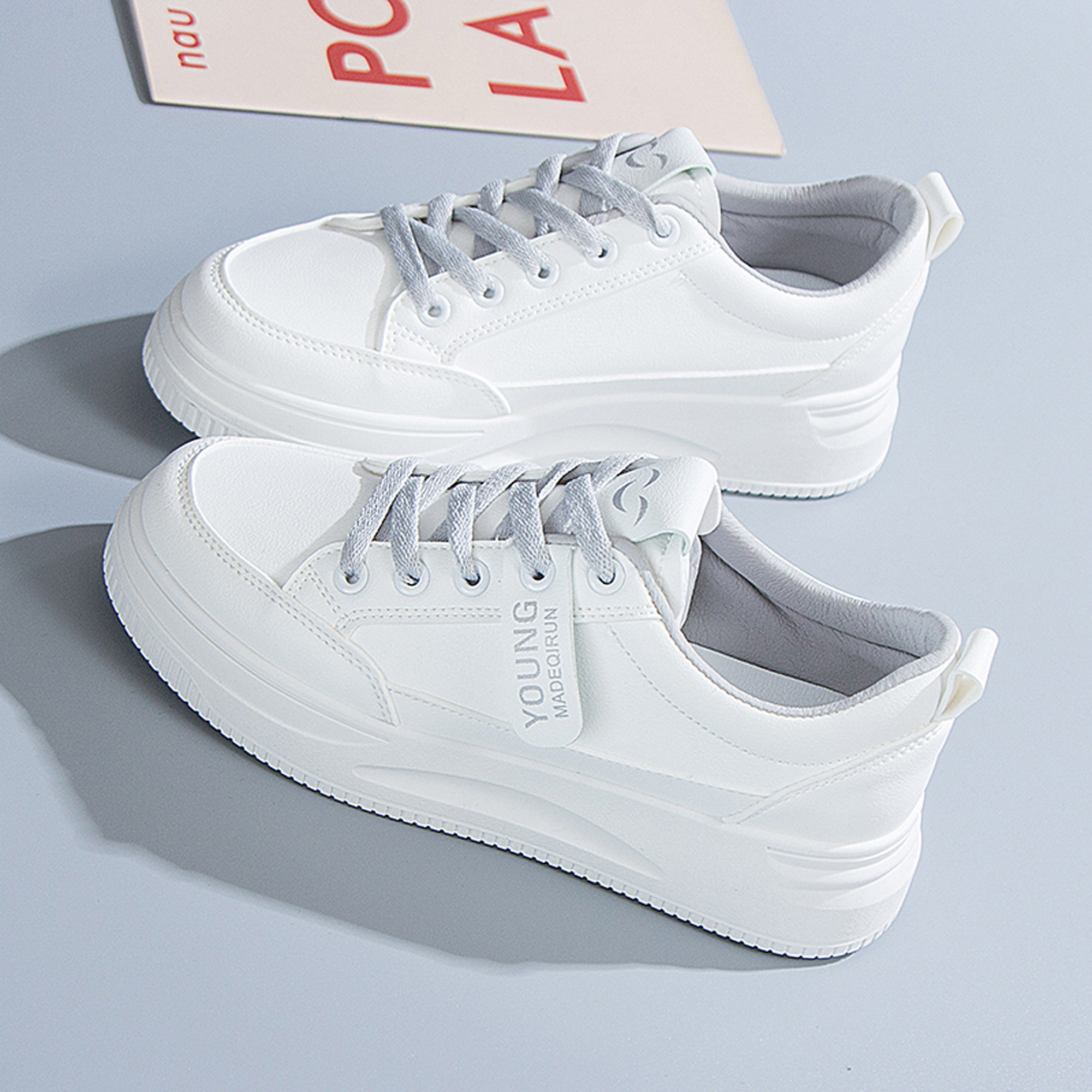 女鞋运动鞋子学生跑步鞋百搭平底鞋板鞋韩版春秋季系带轻便小白鞋