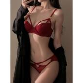 维多利亚性感红色结婚新娘内衣套装 小胸聚拢显大本命年有钢圈文胸