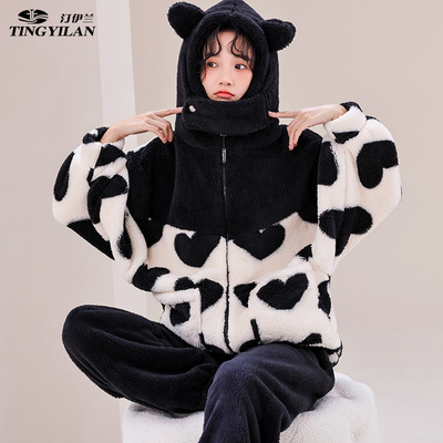 汀伊兰女法兰绒保暖家居服