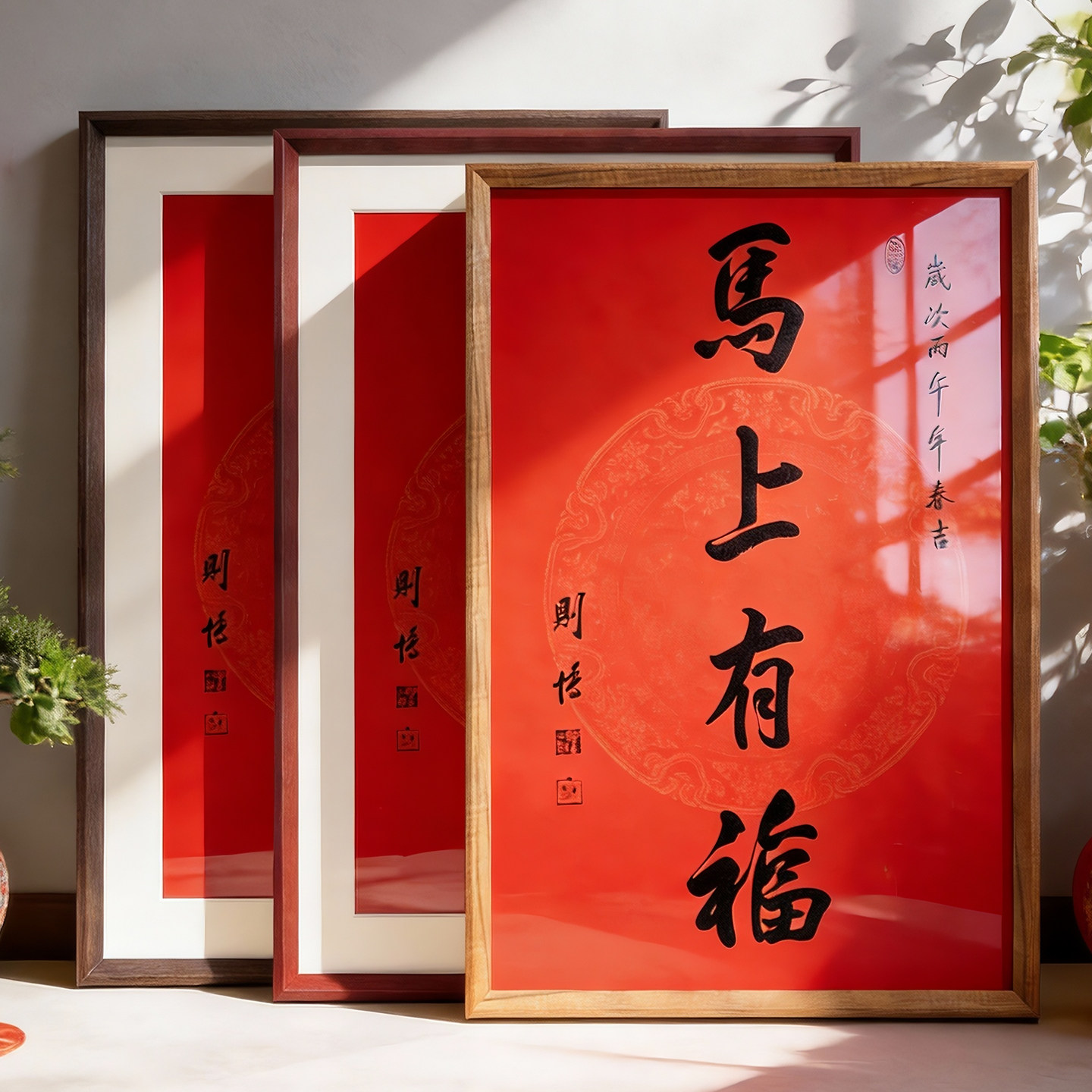 南普陀马上有福相框空框2026年春联挂墙装裱中式装饰画框裱框定制