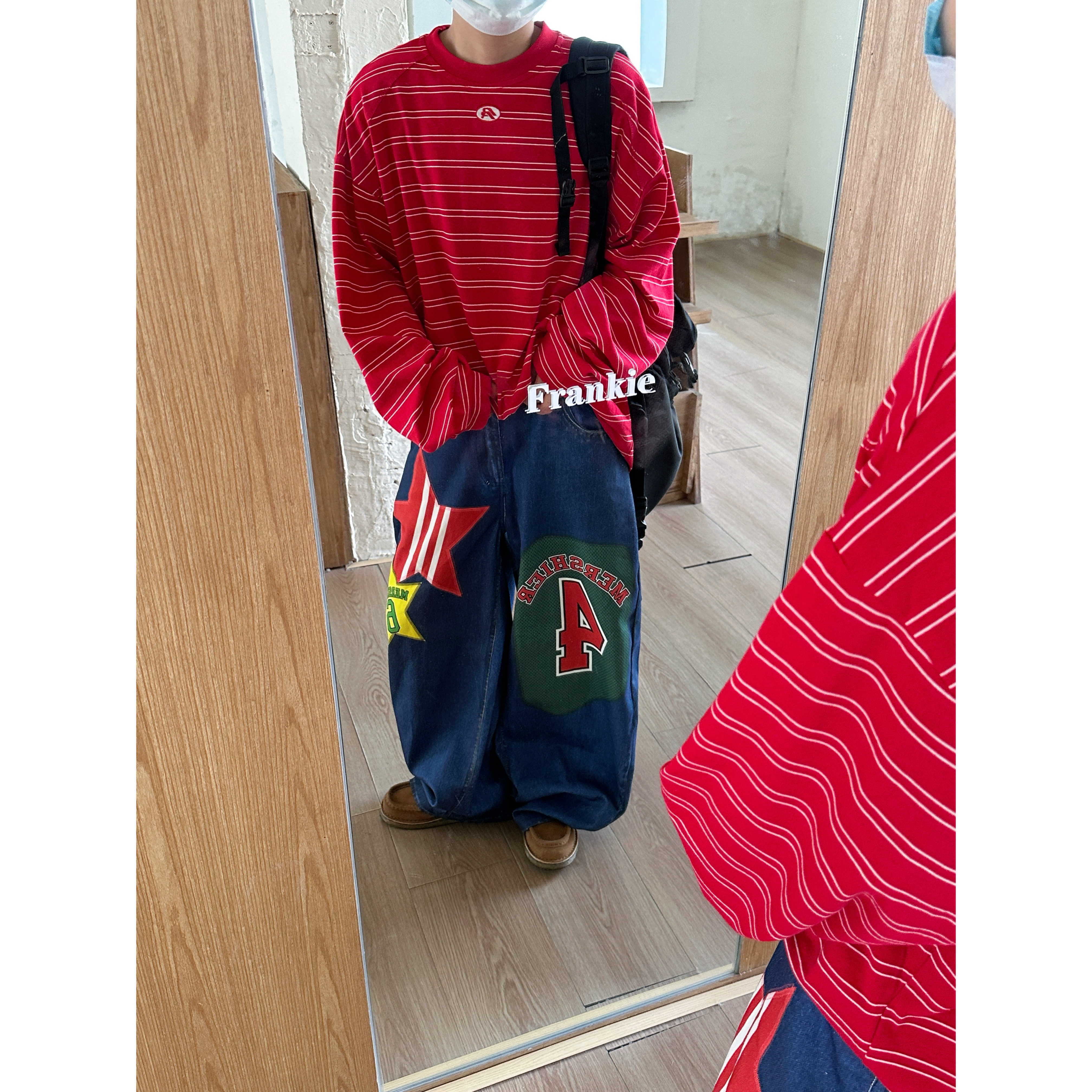 JUSHOUREN 美式复古圆领条纹字母刺绣长袖男女宽松慵懒感T恤百搭,男装,T恤,淘宝优惠券,粉丝福利购,淘宝优惠卷