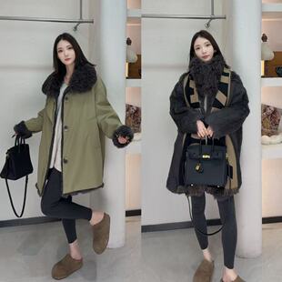 双面穿皮草毛毛外套皮毛一体中长款 2025新款 女士百搭 梦巴黎