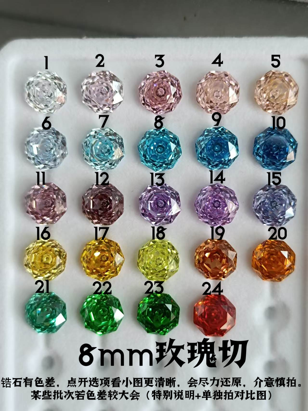 千禧八边玫瑰切316L医用钛钢耳钉图片