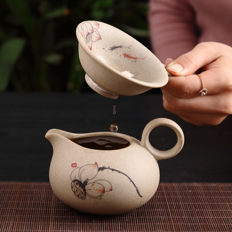 陶土青瓷海分功夫茶具配件公道杯