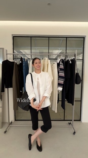 别致衬衣女7098 设计感圆领单排扣长袖 widelia陈姬儿白色衬衫 新款