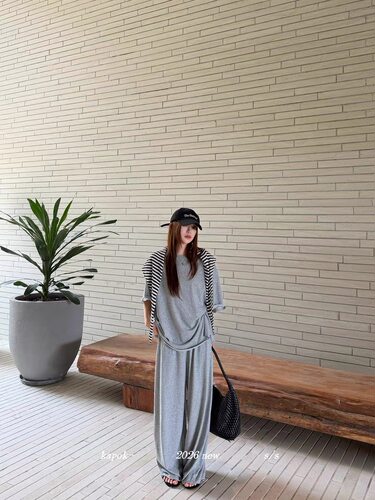 夏季韩版条纹T恤长裤两件套女