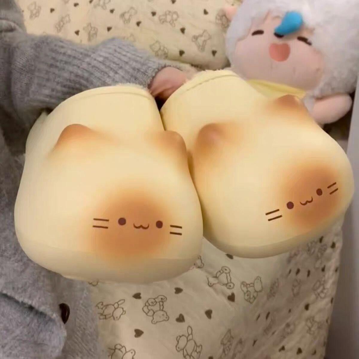 新款焦糖猫咪秋冬季棉拖鞋女生外穿居家保暖厚绒防滑防水eva棉鞋