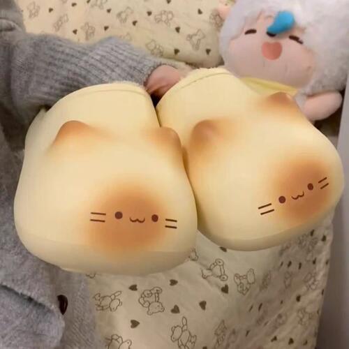 新款焦糖猫咪秋冬季棉拖鞋女生外穿居家保暖厚绒防滑防水eva棉鞋