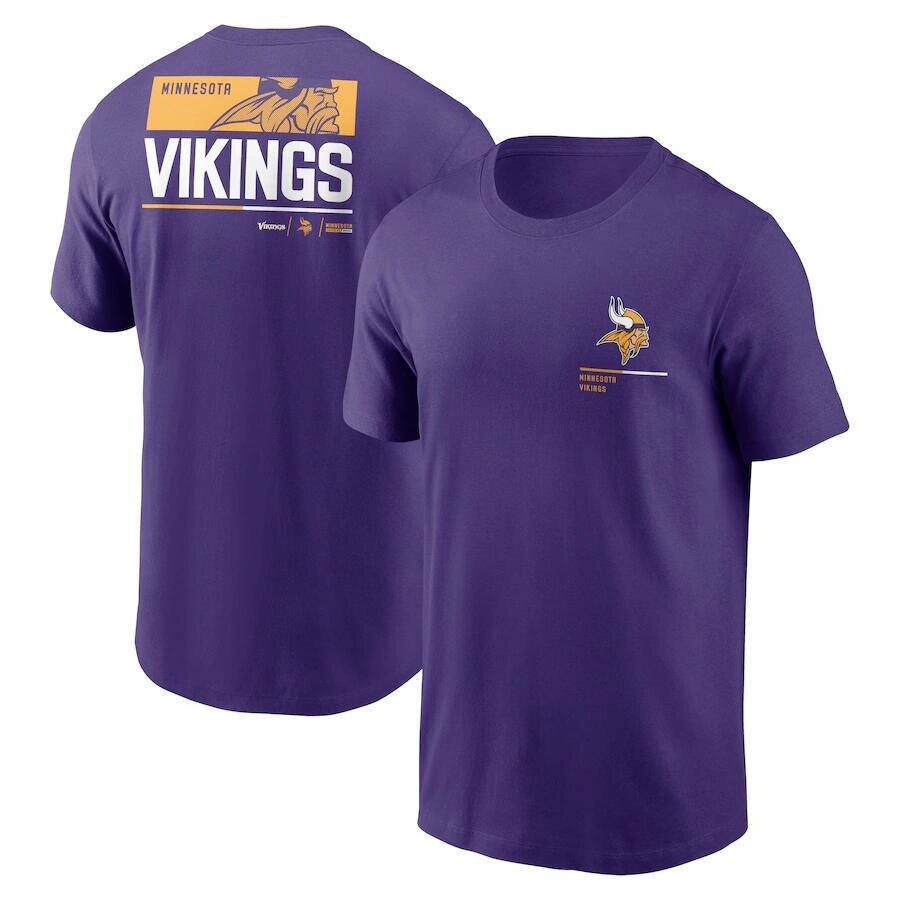 NFL球衣夏季维京人MinnesotaVikings橄榄球服宽松男士速干短袖T恤 - 实物图