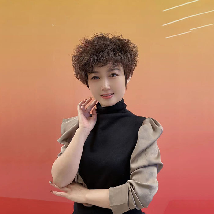 Shinuoge/诗诺格全真发手工定制女士假发套卷发减龄短发遮白发型