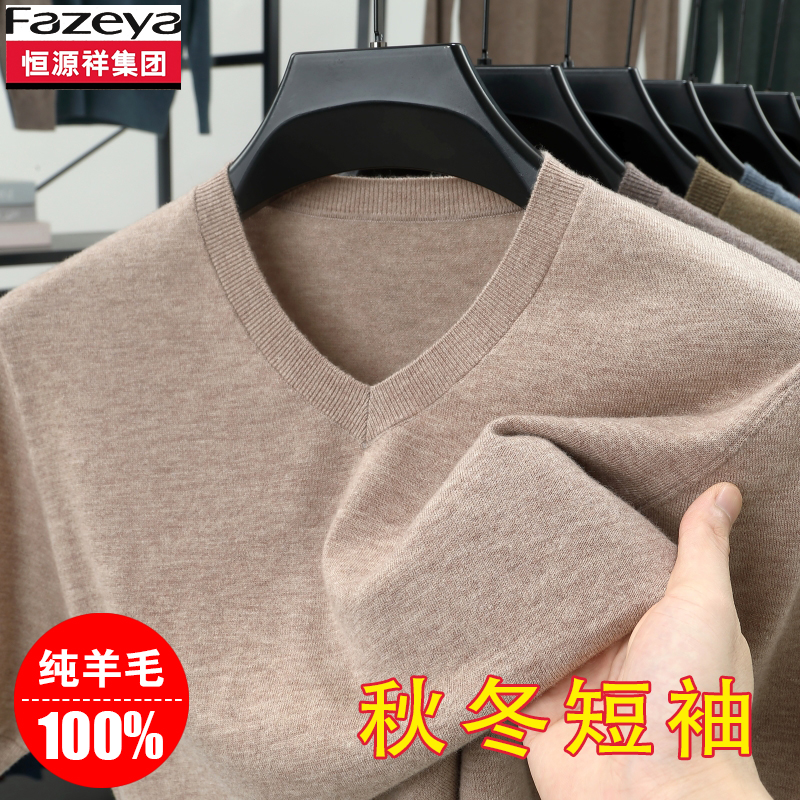 100纯羊毛衫男士低领针织衫