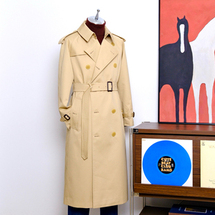 B家热卖秋冬英伦老钱风威斯敏斯特战壕风衣男纯棉嘎巴甸长款外套