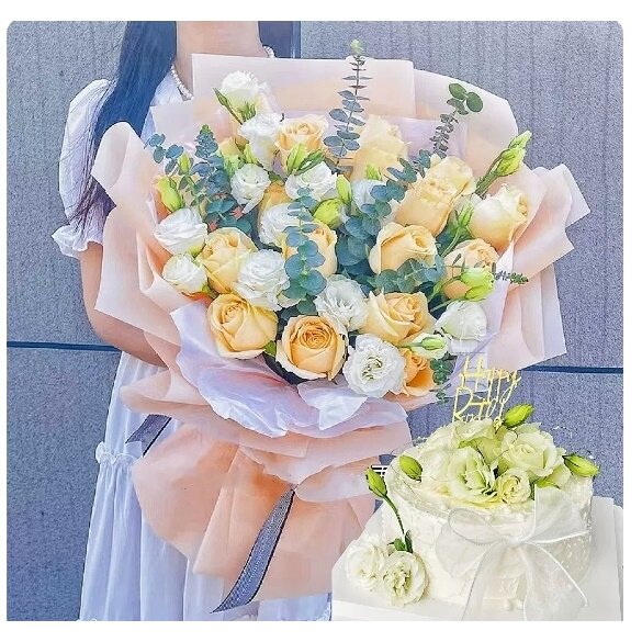 重庆市万州区涪陵区九龙坡区南岸区母亲节配送生日蛋糕玫瑰组合