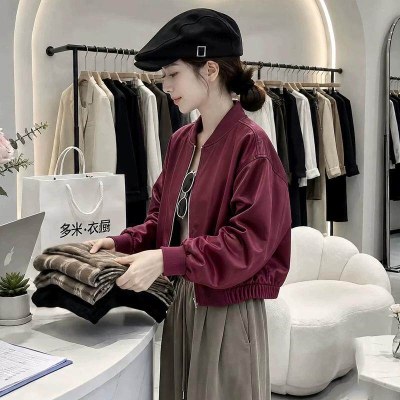 休闲立领短外套女春秋季新款夹克