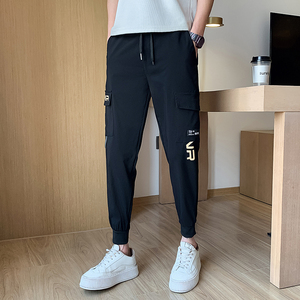 夏季薄款休闲裤男士九分裤潮流宽松哈伦裤束脚九分裤712-1-A105图片