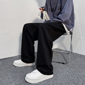 高街vibe风垂感休闲裤男直筒宽松抽绳运动裤情侣百搭卫裤阔腿长裤图片