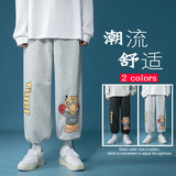 冬季加厚裤子卡通印花休闲裤大码卫裤抽绳束脚裤男女中性运动裤12，男装休闲裤，星座712-1