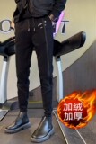 冬季加绒裤子社会小伙加厚保暖长裤潮牌网红修身小脚裤弹力紧身裤，男装休闲裤，星座712-1