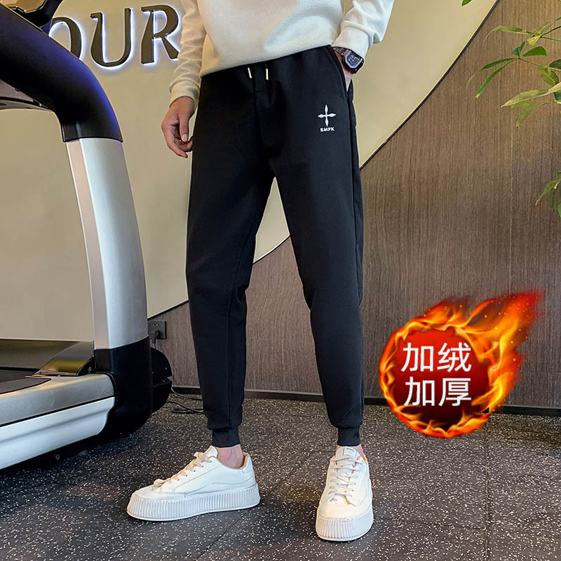 冬季加绒裤子 痞帅潮牌宽松哈伦裤男士 束脚裤加厚长裤 A59加绒图片