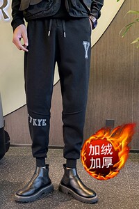 2024春装新款裤子加厚长裤社会小伙网红裤子束脚裤卫裤A165P55绒图片